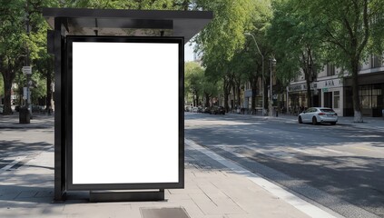 Mock up Billboard Banner template at Bus Shelter 