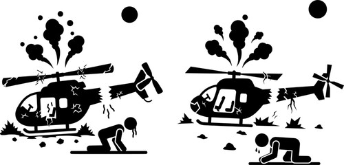 Helicopter Crash and Disaster Survivor Icon © pixsu