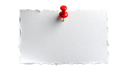 white paper with red push pin, note paper with red push pin isolated on transparent background png 