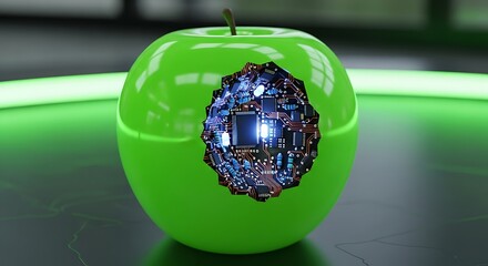 Green Apple with Integrated Circuitry Inside