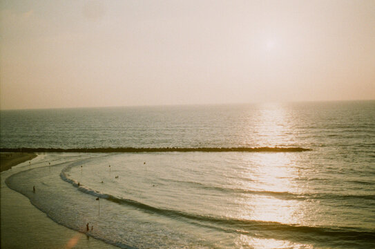 Sunset over Tel Aviv beach, Israel