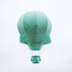 Minimalist Teal Hot Air Balloon Ascending Skyward