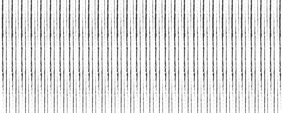 Thin vertical crayon lines and stripes seamless pattern. Childish hand drawn lines background. Rough crayon strokes banner design, wrapping paper. Black parallel lines wallpaper for overlay, print.
