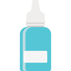 Teal Blue Dropper Bottle With White Cap And Label Blank Space For Text Isolated On Transparent Background Clean Medical Pharmaceutical Concept