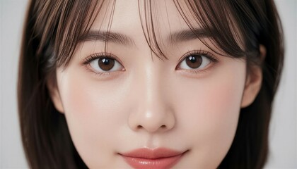Fototapeta premium 白背景で微笑むボブヘアの女性