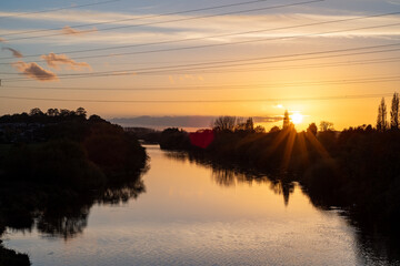Obraz premium A beautiful sunset over the river Trent in Nottingham, UK.