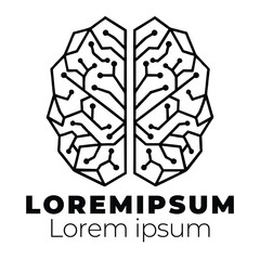 Modern brain logo concept for artificial intelligence and innovative technology