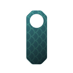 Teal Door Hanger With Fish Scale Pattern and White Circle For Handle On Transparent Background