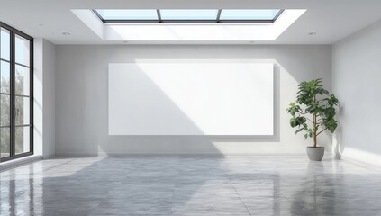 Obraz premium Mock up poster on white office wall 