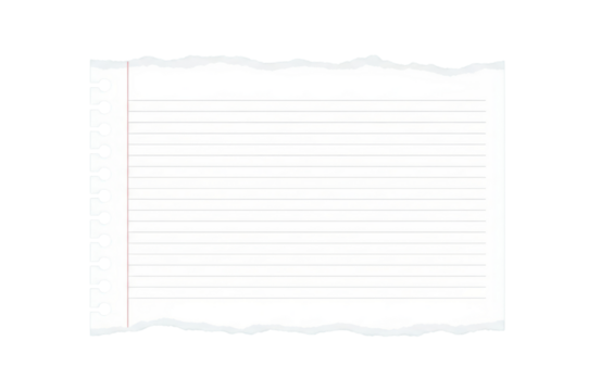 A torn sheet of lined paper with a red margin, isolated on transparent background - Powered by Adobe