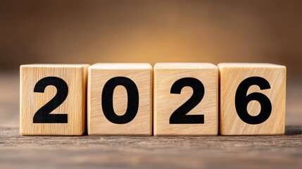 Wooden Blocks Displaying Year 2026 Countdown for New Year Celebration