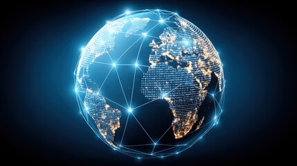 Fototapeta premium Global Network Connectivity Visualization with Digital Earth Model