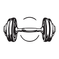 Vector illustration of a weightlifting barbell sketch with a simple and minimalist line style.