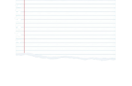 Torn lined paper with red margin isolated on transparent background