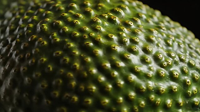 Close up of a green avocado fruit skin with detailed texture
