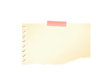 Yellow notepad page with pink tape isolated on transparent background