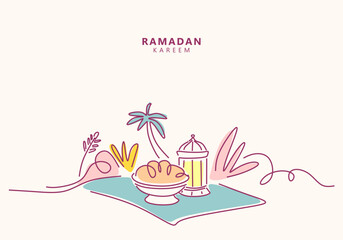 Minimalist Abstract Line Art Background for Ramadan Kareem