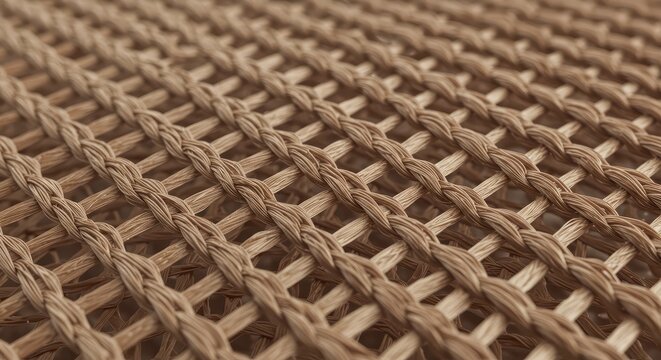 Natural fiber material woven into a repeating open lattice pattern fills the frame. - Powered by Adobe