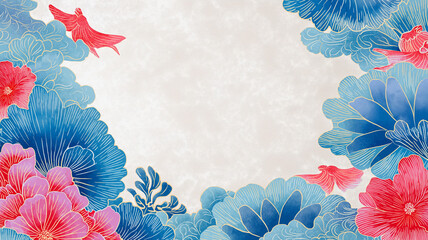 祝福の雰囲気を醸す和の彩りと構図・新年の節目にふさわしい装飾背景素材・SNSや挨拶用途に最適なテンプレート