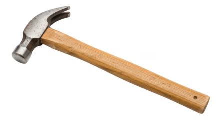 Claw Hammer With Wooden Handle Isolated On Black Background