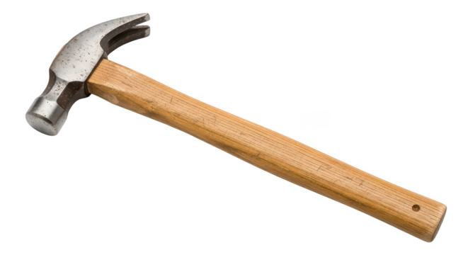 Claw Hammer With Wooden Handle Isolated On Black Background