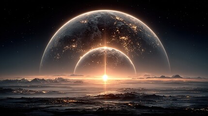 Long exposure shot of a roundabout at night with light trails and trees.