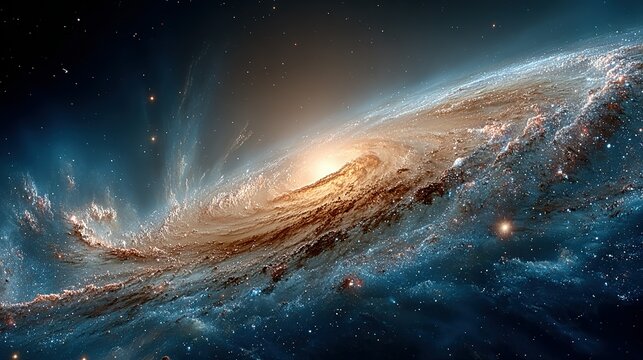 Spiral galaxy with bright center and swirling arms in deep space.
