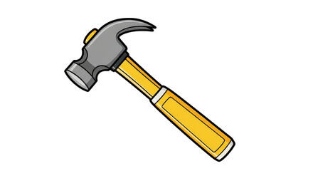 Cartoon Claw Hammer Illustration With Yellow Handle