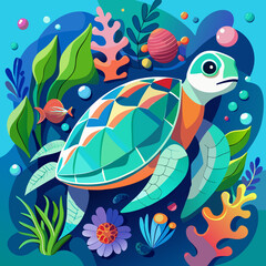 turtle and flowers