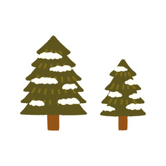 雪 積もる 木 冬 背景 イラスト 手描き シンプル もみの木 素材