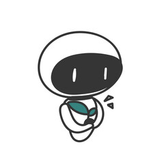 hand drawn doodle robot holding plant seeds cartoon