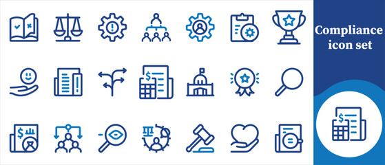 Consent icon set, support, patent, privacy, training, distribution, inventory, retail, icon set, financing, client, trademark, profit, renewal, store, master, marketing and more