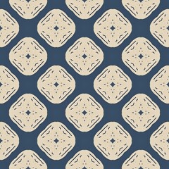 Seamless abstract geometric pattern with cookie and biscuit shapes
