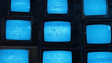 Green Screen stacked retro tvs turning on screens blue dark tone you can replace with the footage or picture want lkeyingr effect in ae check out tutorials internet scene 4 distortion, overlay