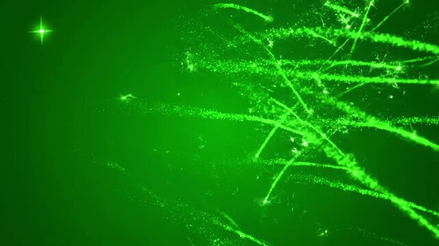 Green Screen stars trail on shiny and glitter sparks christmas new year holiday design element scene 4 with distortion, overlay, glitch, static noise, scan lines black background, 4k animated video
