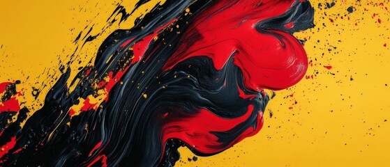 Abstract Swirls of Red and Black Paint