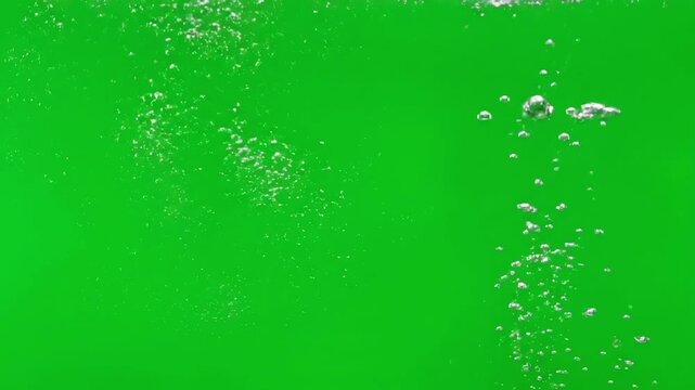Green Screen water bubbles filled carbon dioxide and float upwards 4k 3d loop animation soda ocean air sea aqua bath soap liquid underwater drops drink splashes fizz waterdrop scene 4 with distortion