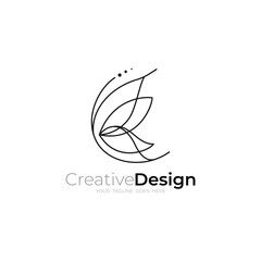 butterfly logo with abstract line art design style