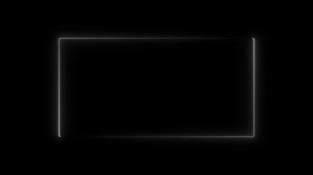 Abstrack square neon animation icon.Neon background.Square frame royal blue color animation neon light on black background.