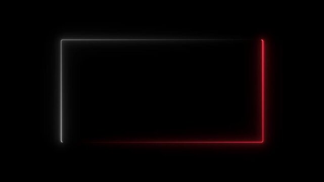 Abstrack square neon animation icon.Neon background.Square frame royal blue color animation neon light on black background.