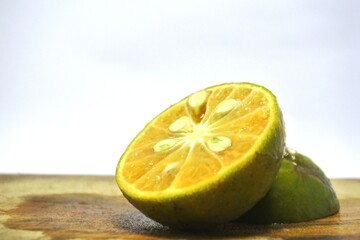 The fresh calamansi fruit or kasturi orange for a drink that is rich in vitamin C, fiber and antioxidants