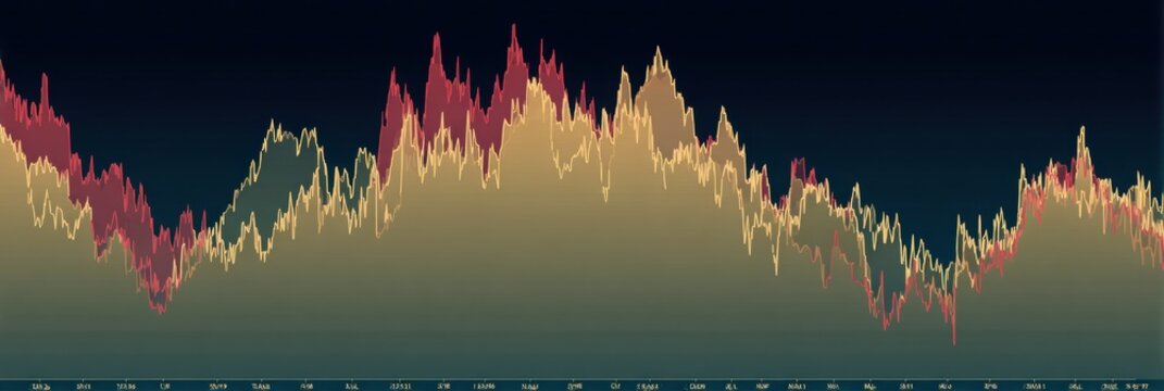 Data Visualization Showing Fluctuating Trends Over Time With Dynamic Peaks and Valleys in a Stylized Chart Format