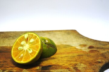 The fresh calamansi fruit or kasturi orange for a drink that is rich in vitamin C, fiber and antioxidants