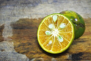 The fresh calamansi fruit or kasturi orange for a drink that is rich in vitamin C, fiber and antioxidants