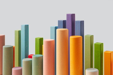 Macro view of wooden columns as chart