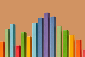 Close-up of colorful wooden bar chart