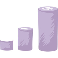 Three Light Purple Cylindrical Containers of Varying Heights Against a White Background With White Lids and Subtle Shading Indicating a Cylindrical Form