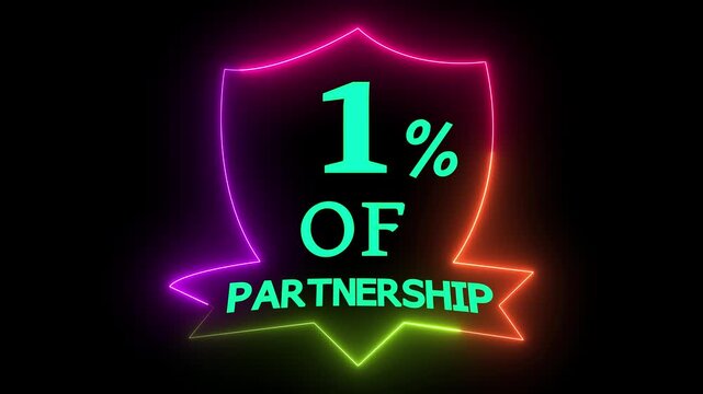 One Percent Partnership Neon Sign Motion Dynamic Background