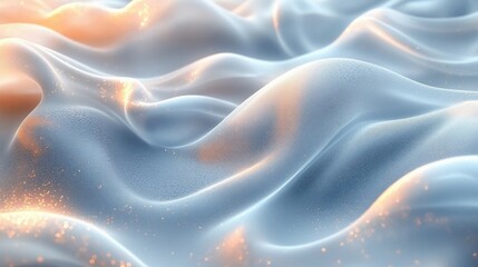 Obraz premium Abstract rendered wavy cloth, lit from above, creating an ethereal glow and depth with particles