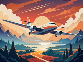airplane in the sky vector illustration